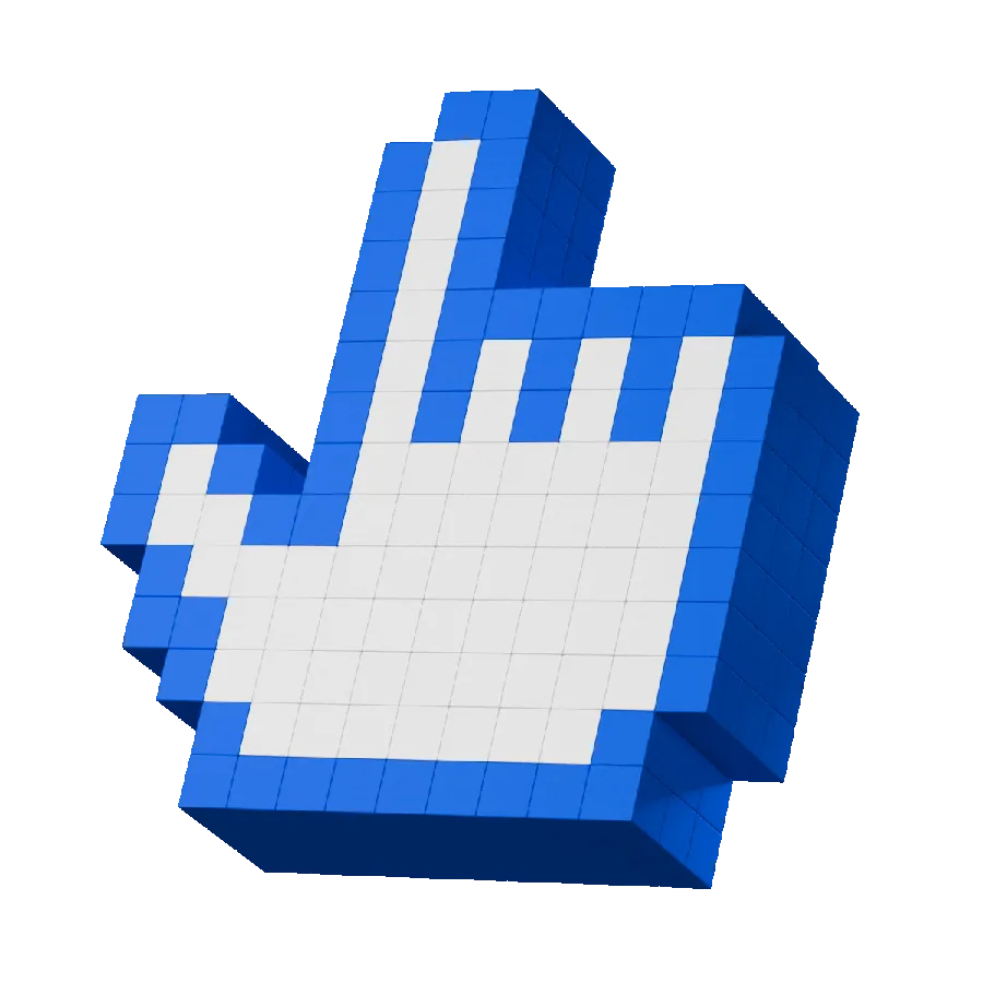 3D-пиксельная рука с указательным жестом